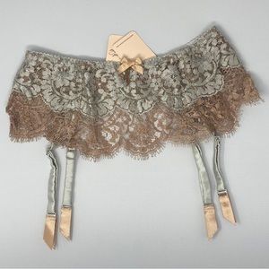 Agent Provocateur Lorelli Rose Gold Silver Suspender AP4 Large NWT $505